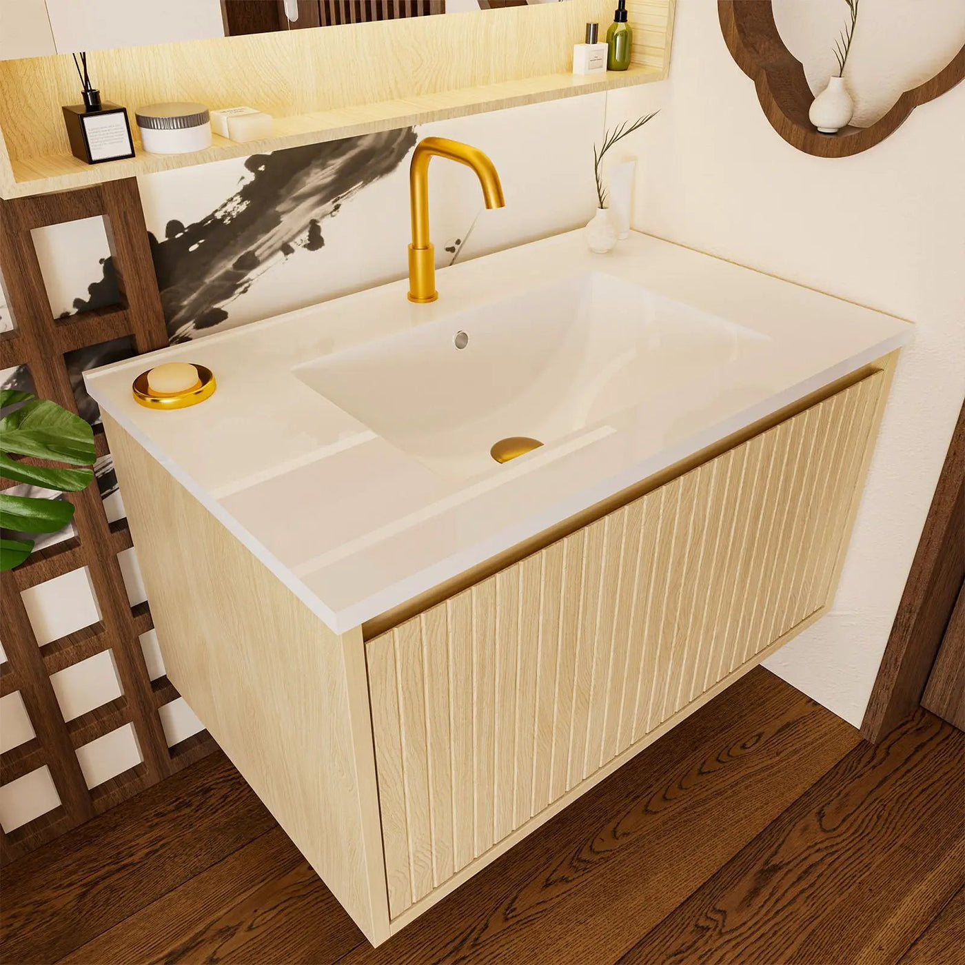 Wall Mounted Floating Bathroom Vanity With Sink And Drawers by HouseOfZazla