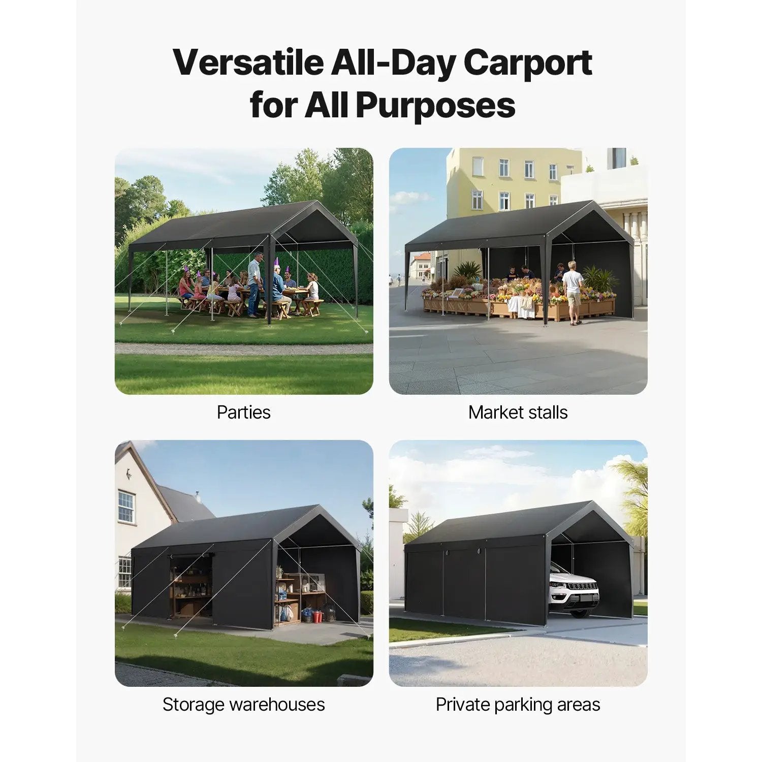 Carport Car Canopy 12x20FT Heavy Duty Outdoor Car Shelter with Sidewalls by HouseOfZazla