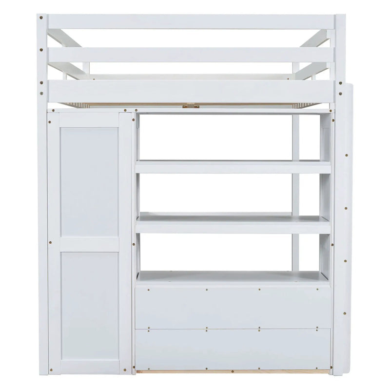 Loft Bed With Built In Wardrobe, Desk, Shelves And Drawers