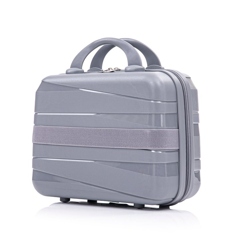 4-Piece PP Spinner Wheel Luggage Set with Cosmetic Case, Light Gray by HouseOfZazla