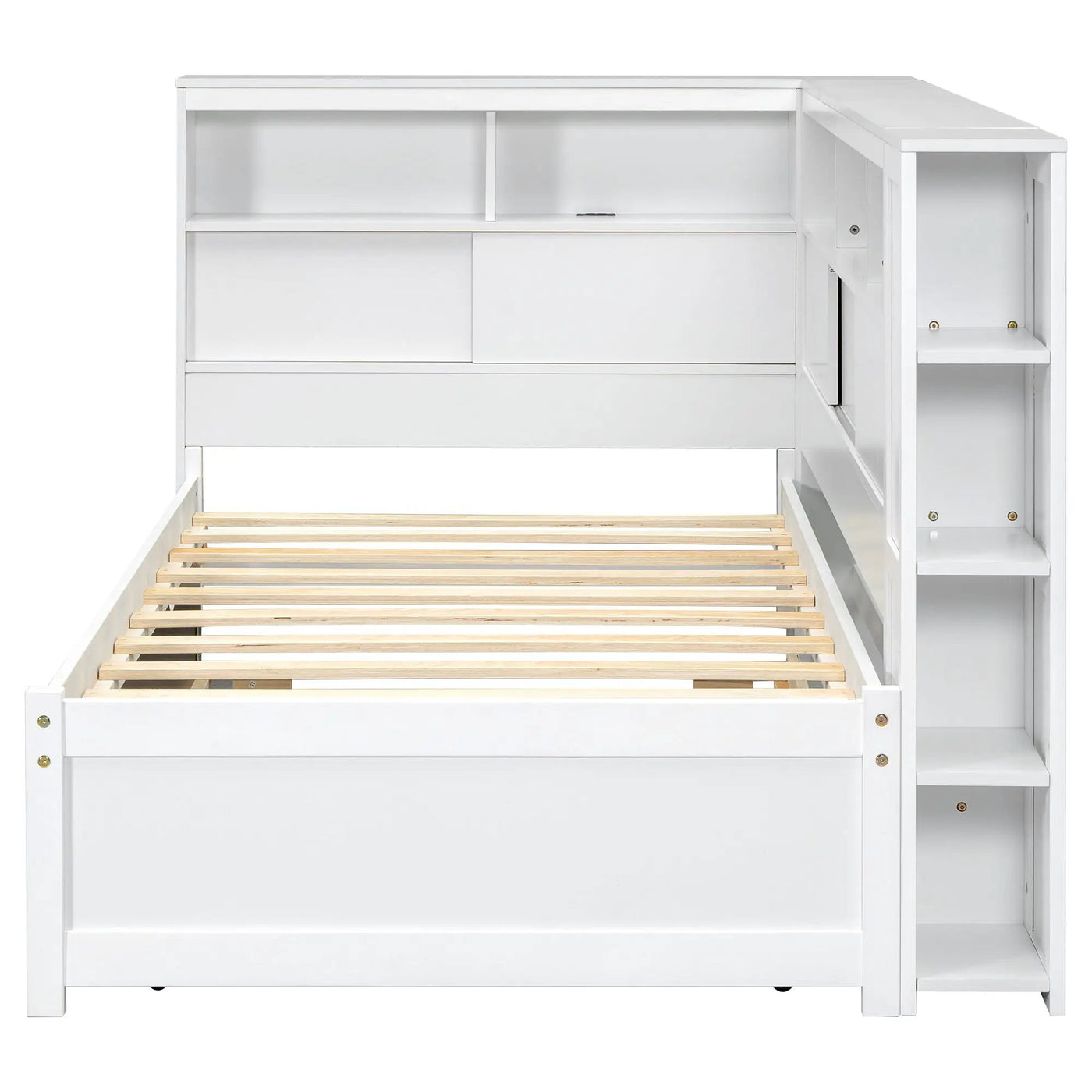 Daybed With Storage Shelves, USB Charging, And Trundle Bed by HouseOfZazla