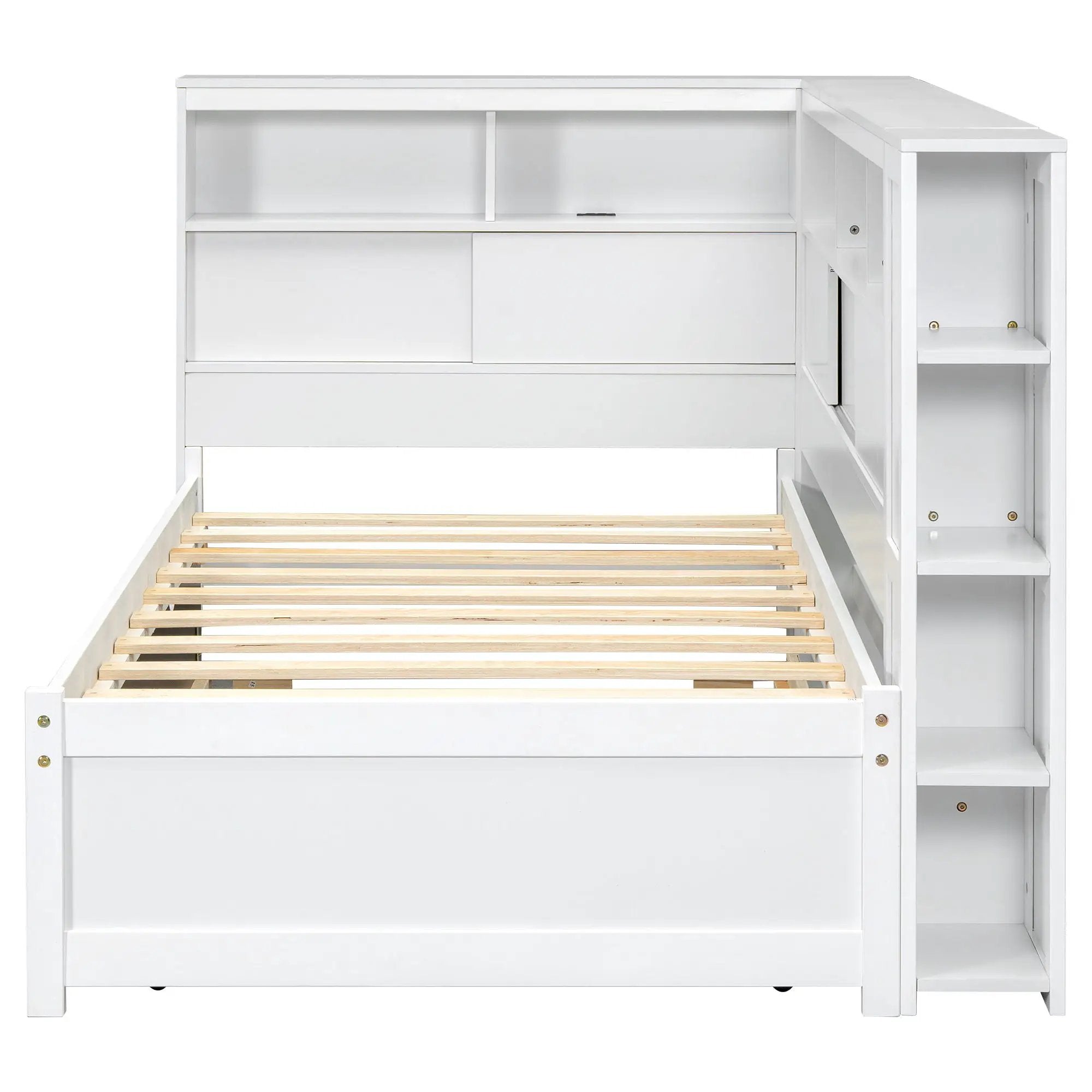 Daybed With Storage Shelves, USB Charging, And Trundle Bed by HouseOfZazla