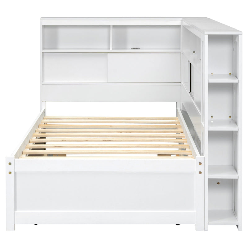 Daybed With Storage Shelves, USB Charging, And Trundle Bed by HouseOfZazla