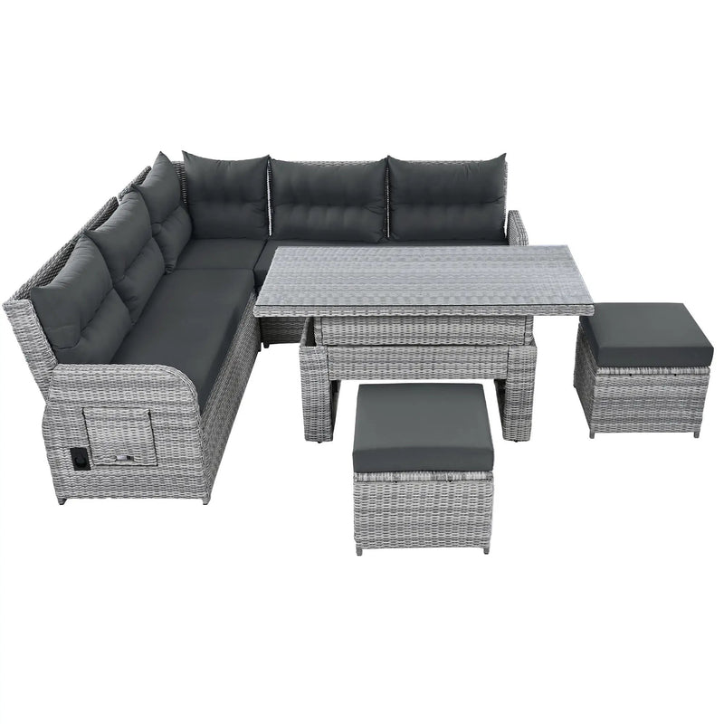 Outdoor Furniture Set Patio Rattan with Recliners and Tables by HouseOfZazla