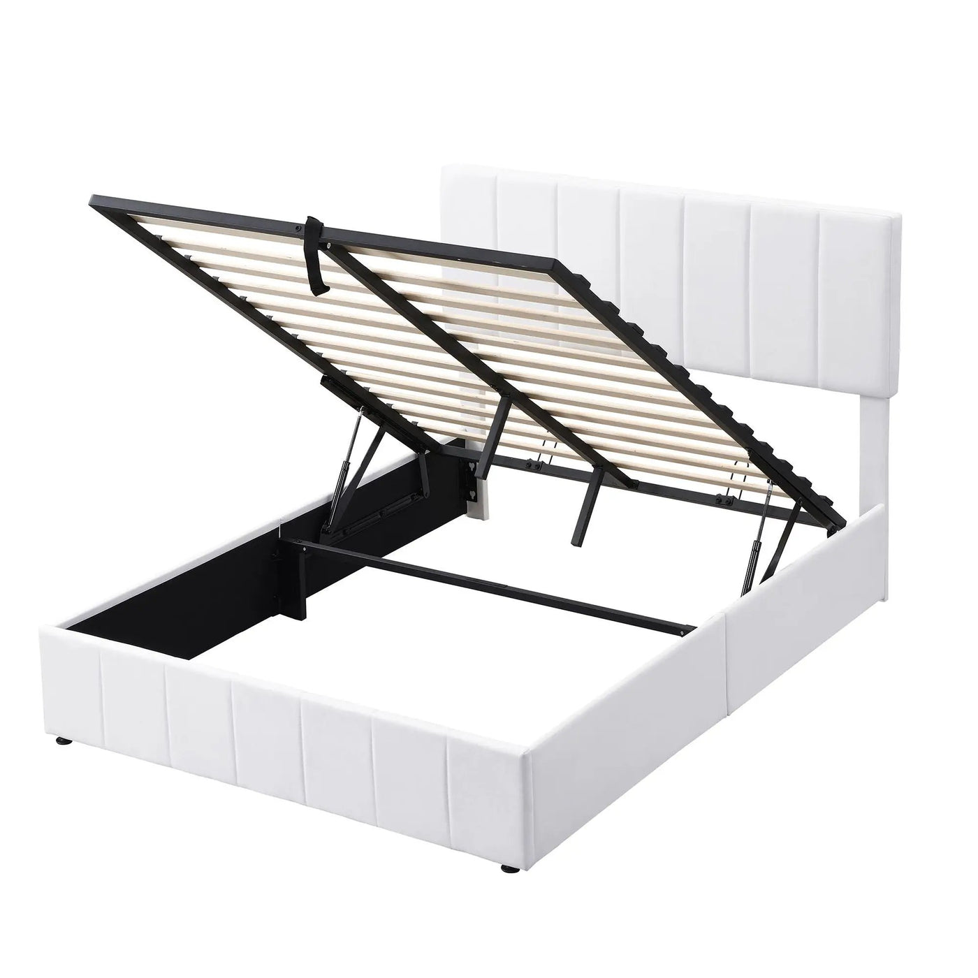 Elegant Upholstered Platform Bed With Hydraulic Storage System by Unique Piece Furniture