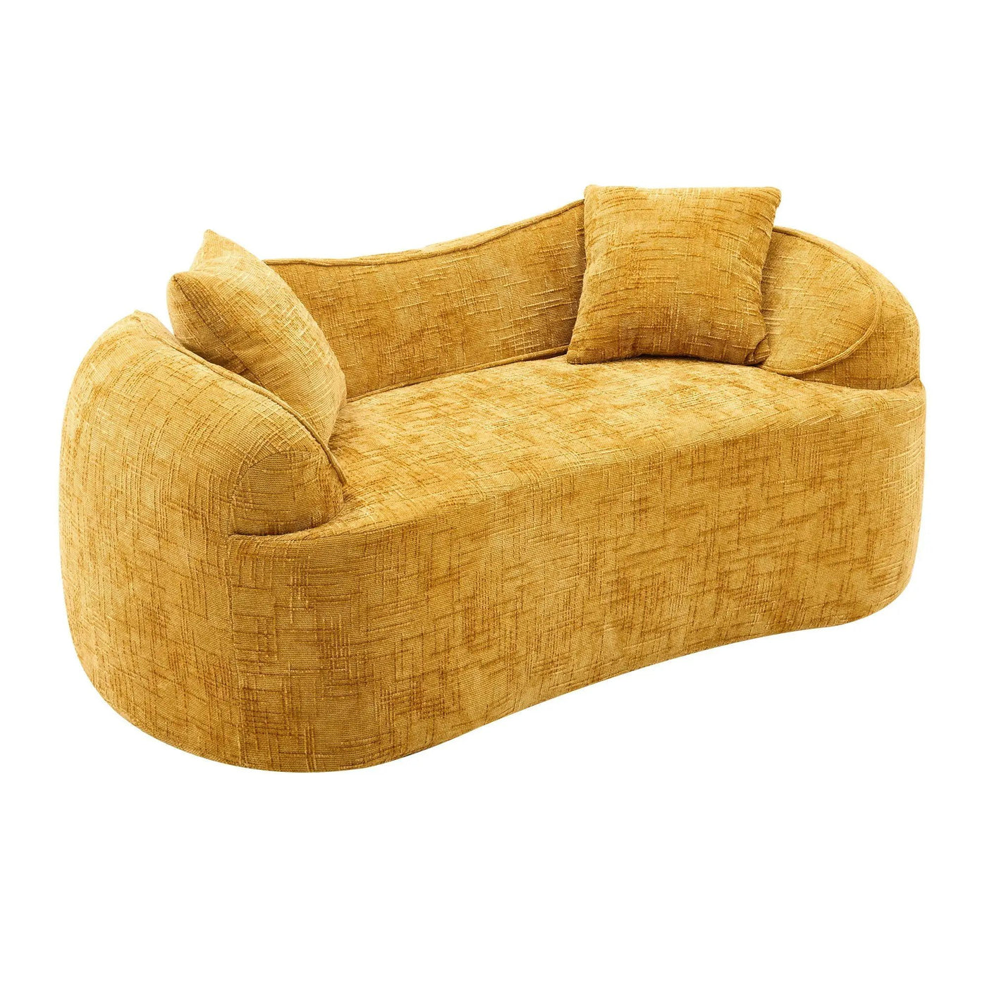 Curved 2 Person Compress Sofa With Armrests, Includes Pillows by HouseOfZazla