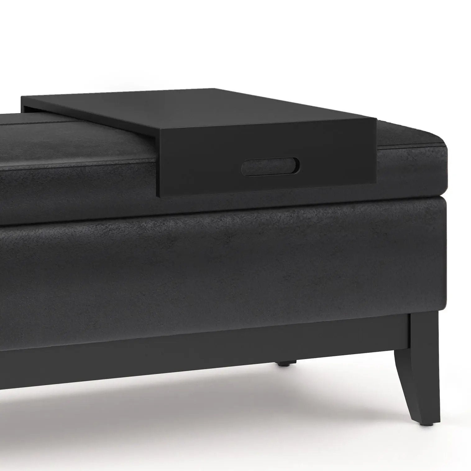 Oregon - Storage Ottoman Bench With Tray - Distressed Black by Unique Piece Furniture