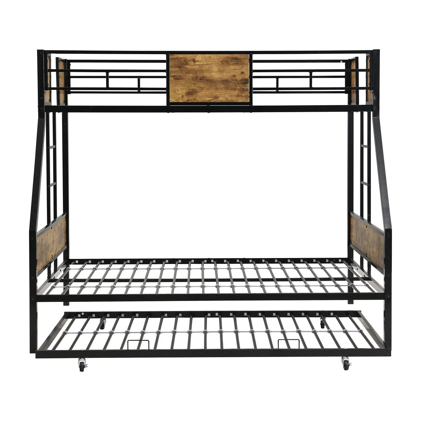 Modern Metal Bunk Bed With Side Ladders And Guardrail by HouseOfZazla