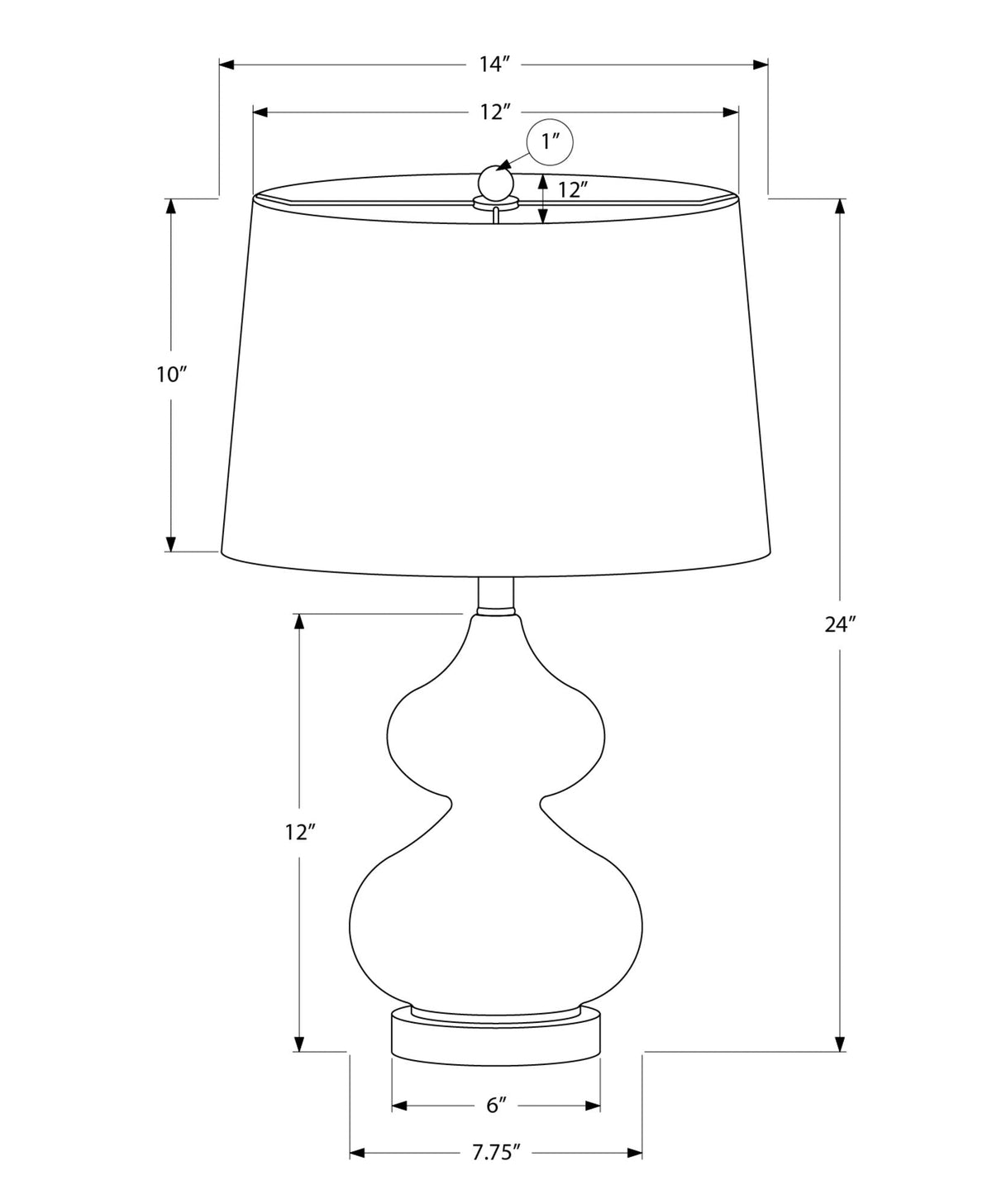 Contemporary Glass Table Lamp with Fabric Shade - Blue or Dark Green, photo 6 of 8