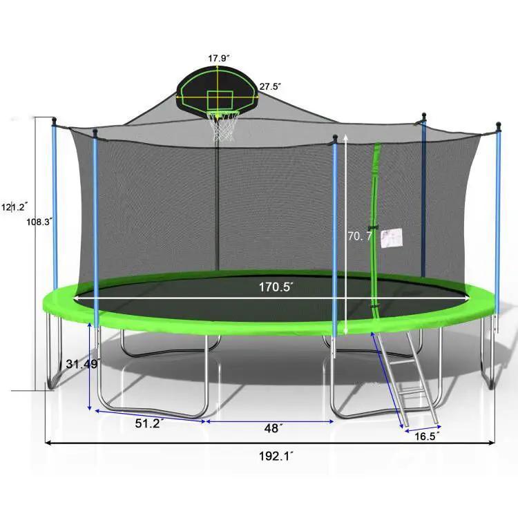 Trampoline For Adults & Kids With Basketball Hoop, Outdoor Trampolines With Ladder And Safety Enclosure Net For Kids And Adults by HouseOfZazla
