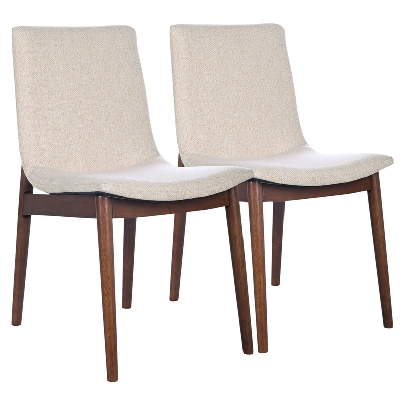Beige Dining Chair Set of 2 with Solid Wood Construction - Ravel