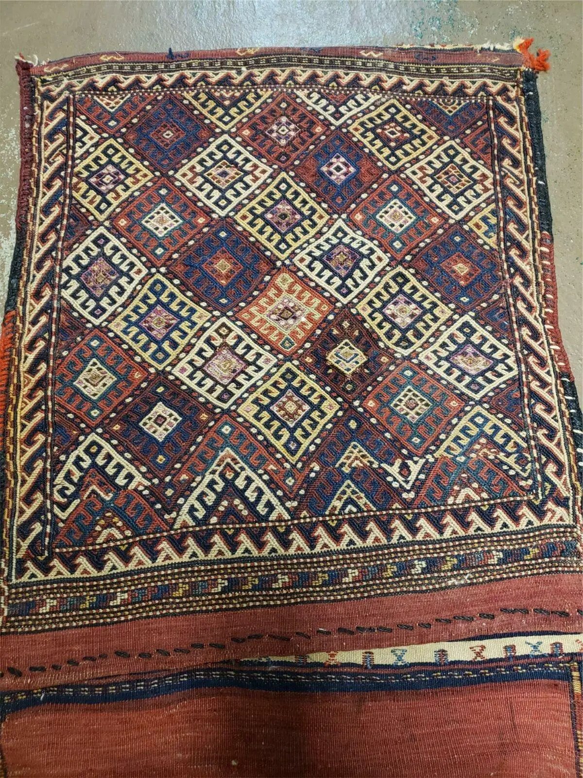 26" X 56" Antique Handmade Authentic Tribal Wool Rug Double Bag Tobreh by Jewel Rugs