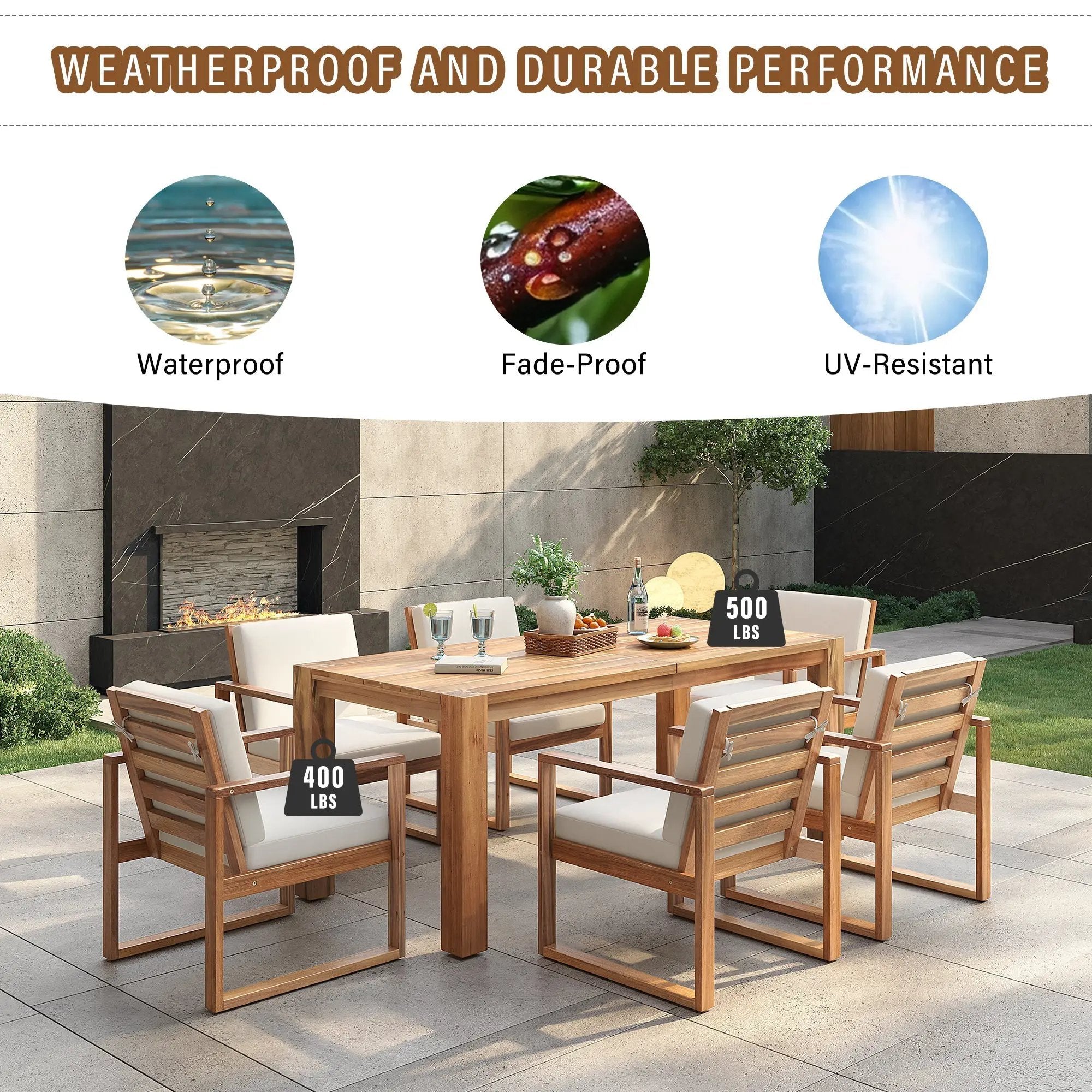 TREXM Patio Table and Chairs Set, 7-Piece Outdoor Dining Set for 6 by HouseOfZazla