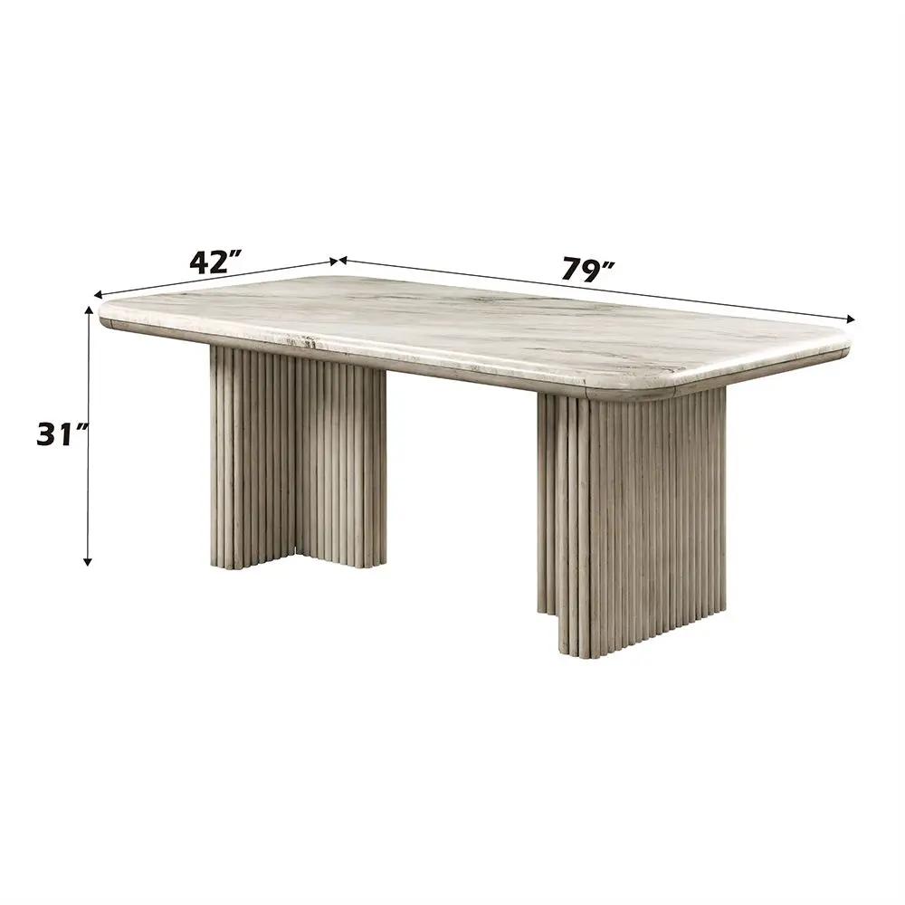 Charity - Dining Table - Natural Marble Top & Gray Oak by Unique Piece Furniture