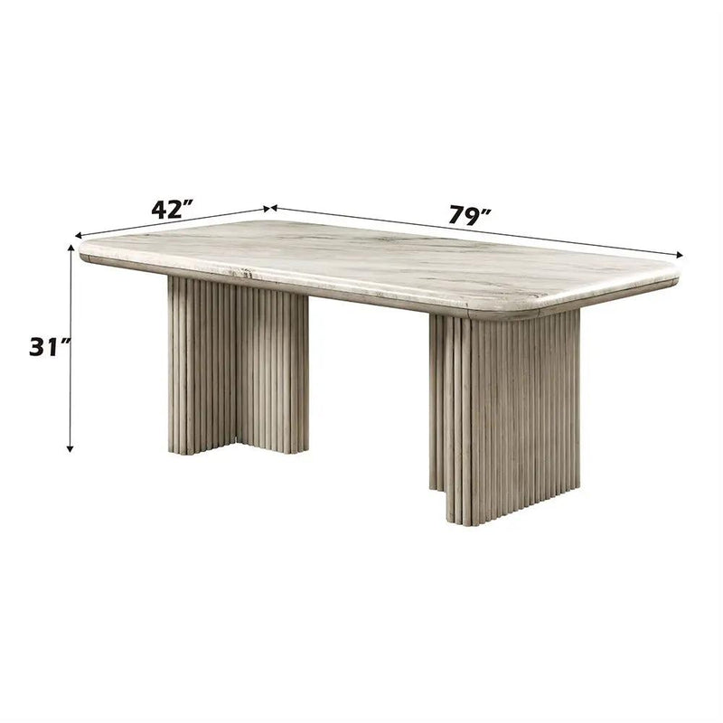 Charity - Dining Table - Natural Marble Top & Gray Oak by Unique Piece Furniture
