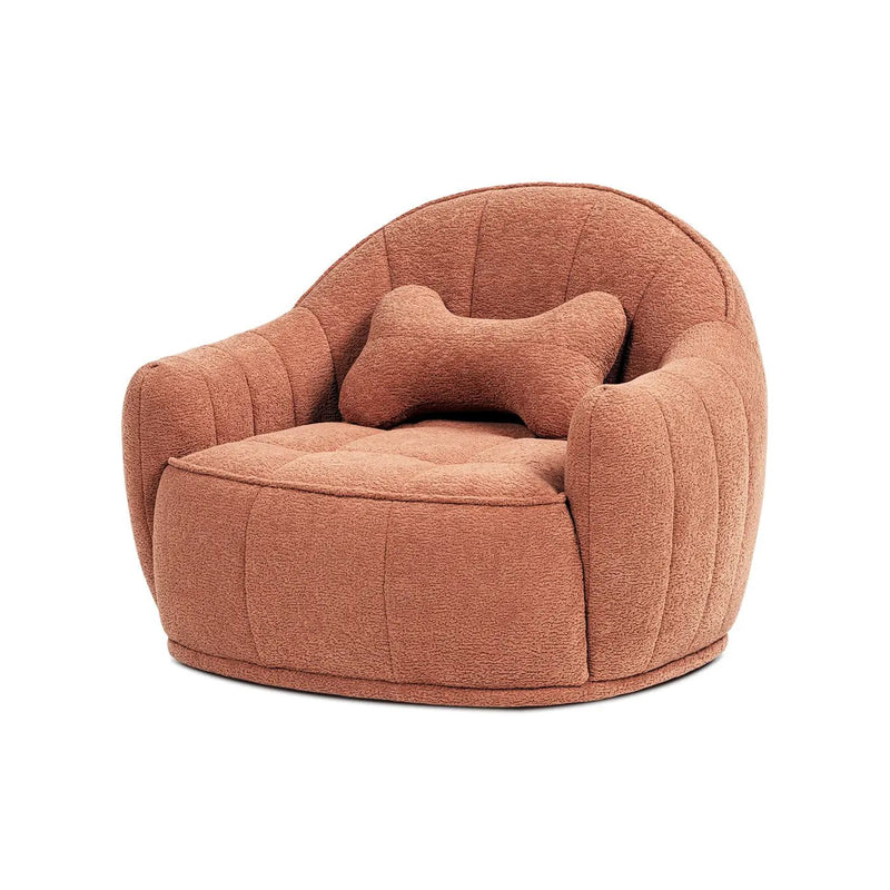 Louie 30.5" Modern Dog Sofa Bed with Bone Pillow, Medium, Spice by HouseOfZazla
