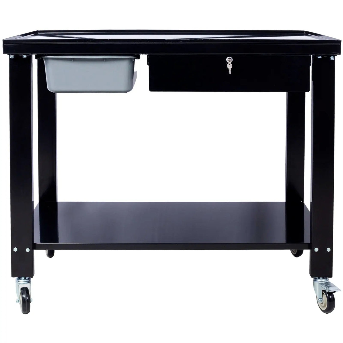 Transmission Teardown Work Station 1 / 2 Ton Capacity Sloping Drain Table Locking Drawer Removable Drain Basin Full-Width Lower Shelf Four 4" Caster Wheels by HouseOfZazla
