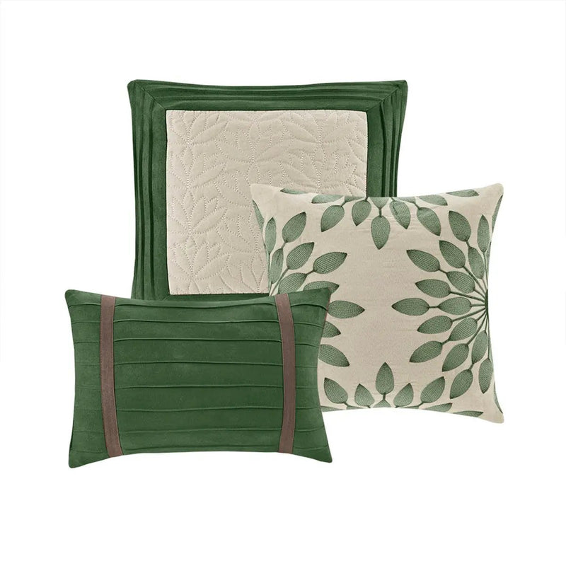 7 Pc Faux Suede Comforter Set Green King by HouseOfZazla