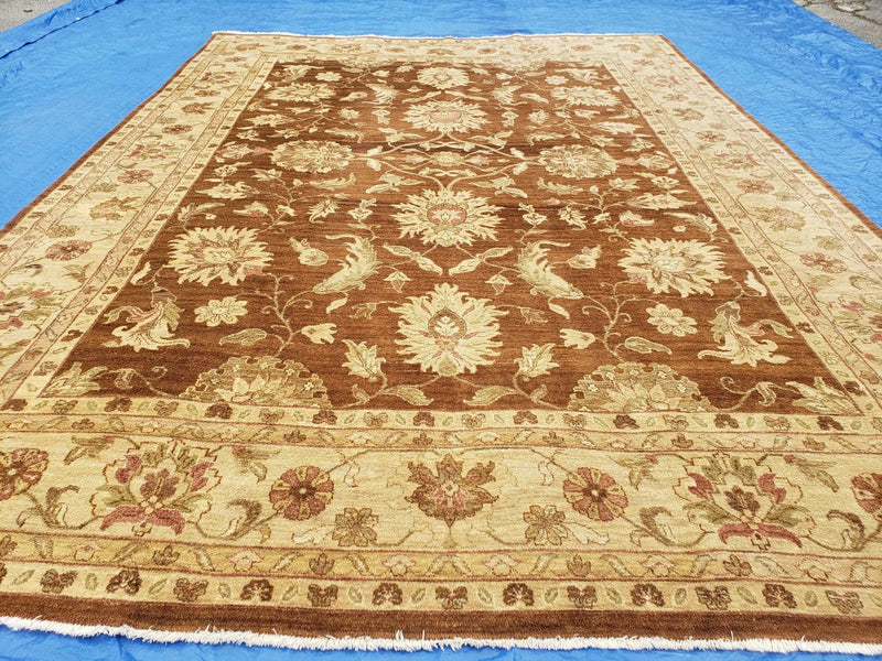Indo Persian Rug 10x14, Mahal Sultanabad Oriental Carpet, Burnt Orange & Beige, Handmade Wool Area Rug by Jewel Rugs