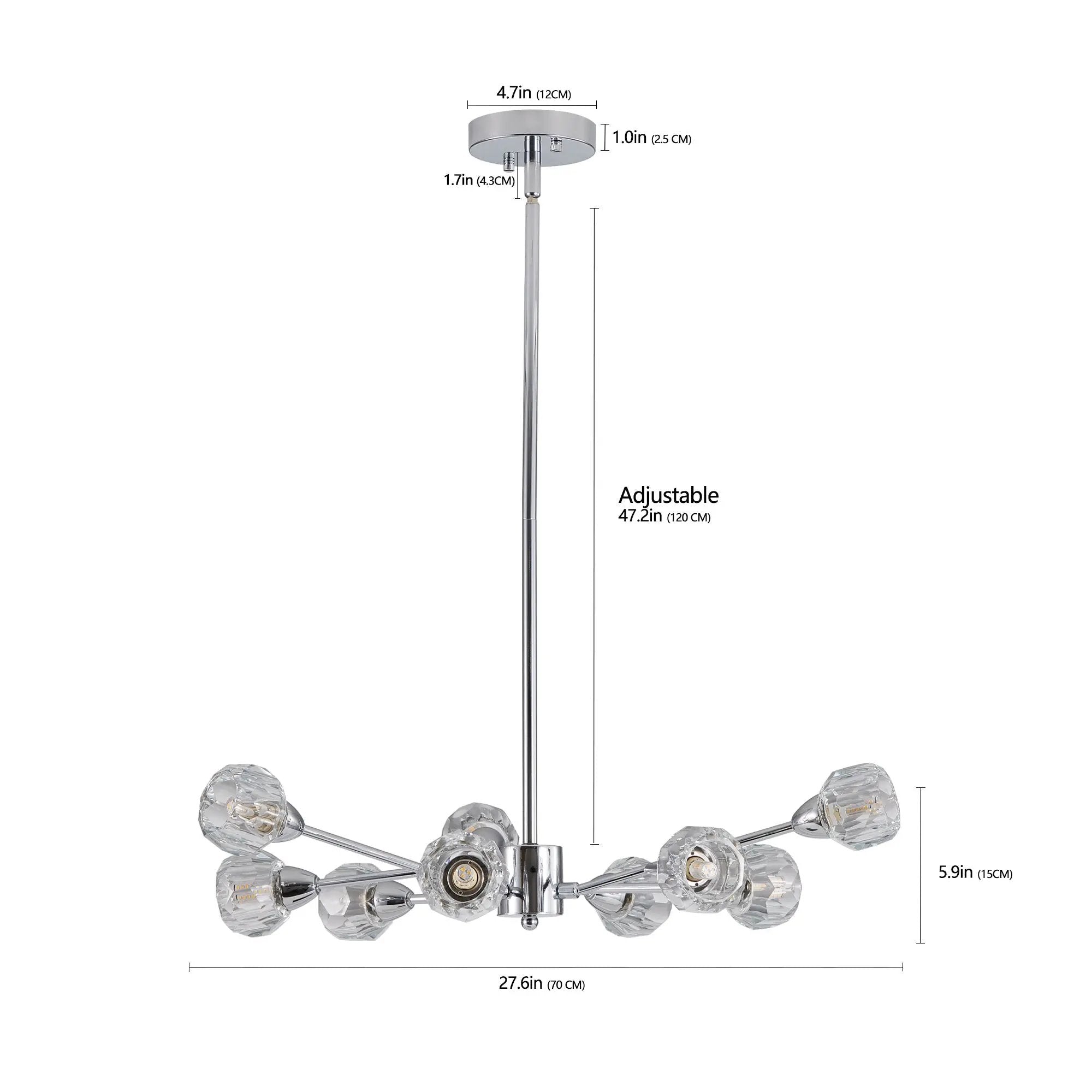 28" Modern Crystal Chandelier With 9 Lights by HouseOfZazla