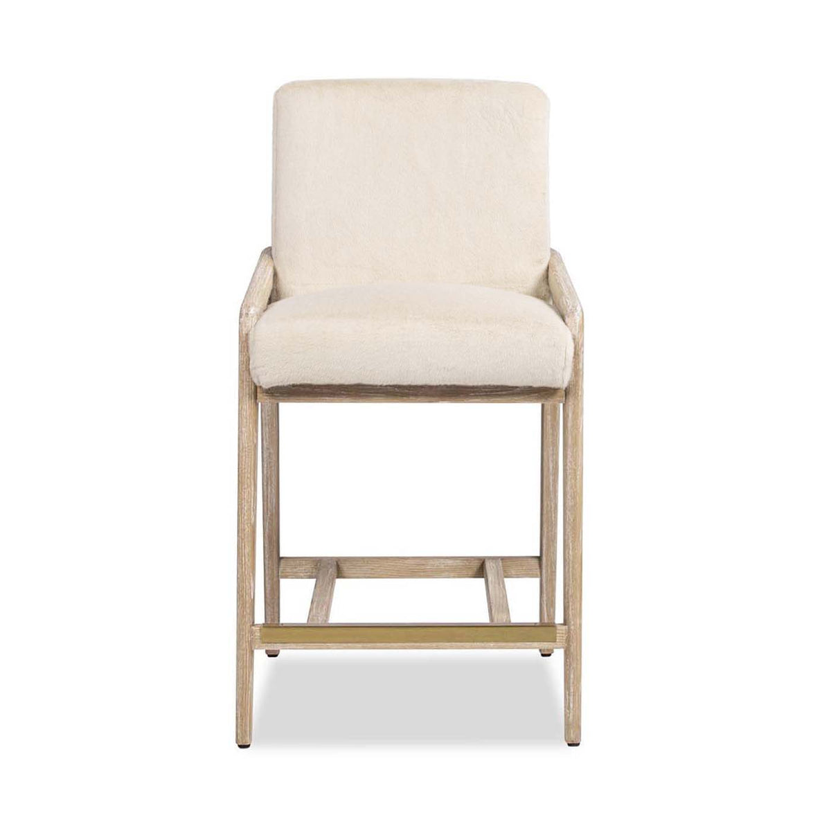 Solid Ash Upholstered Counter Height Stool with Rope Detail - Creme De La Creme White