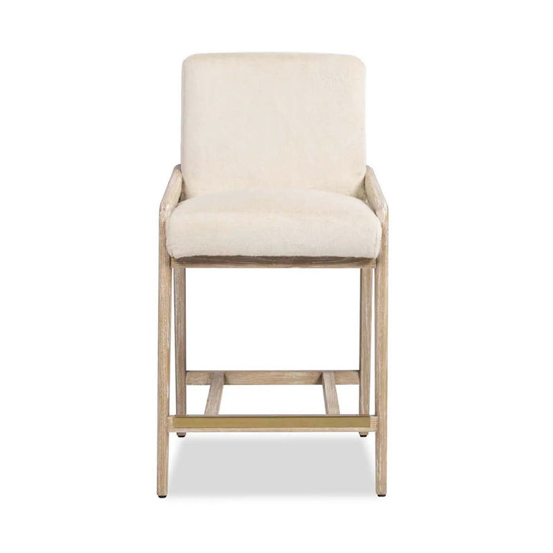 Arizona - Solid Ash Upholstered Counter Stool With Rope Detail - Creme De La Creme White by HouseOfZazla