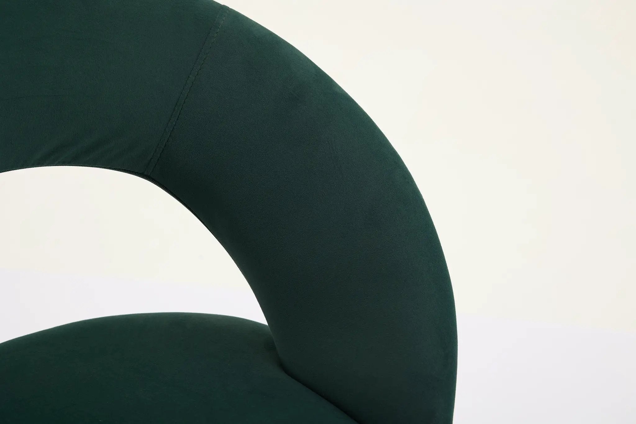Velvet Fabric Dining Chair with Curved Backrest and Golden Metal Legs by HouseOfZazla