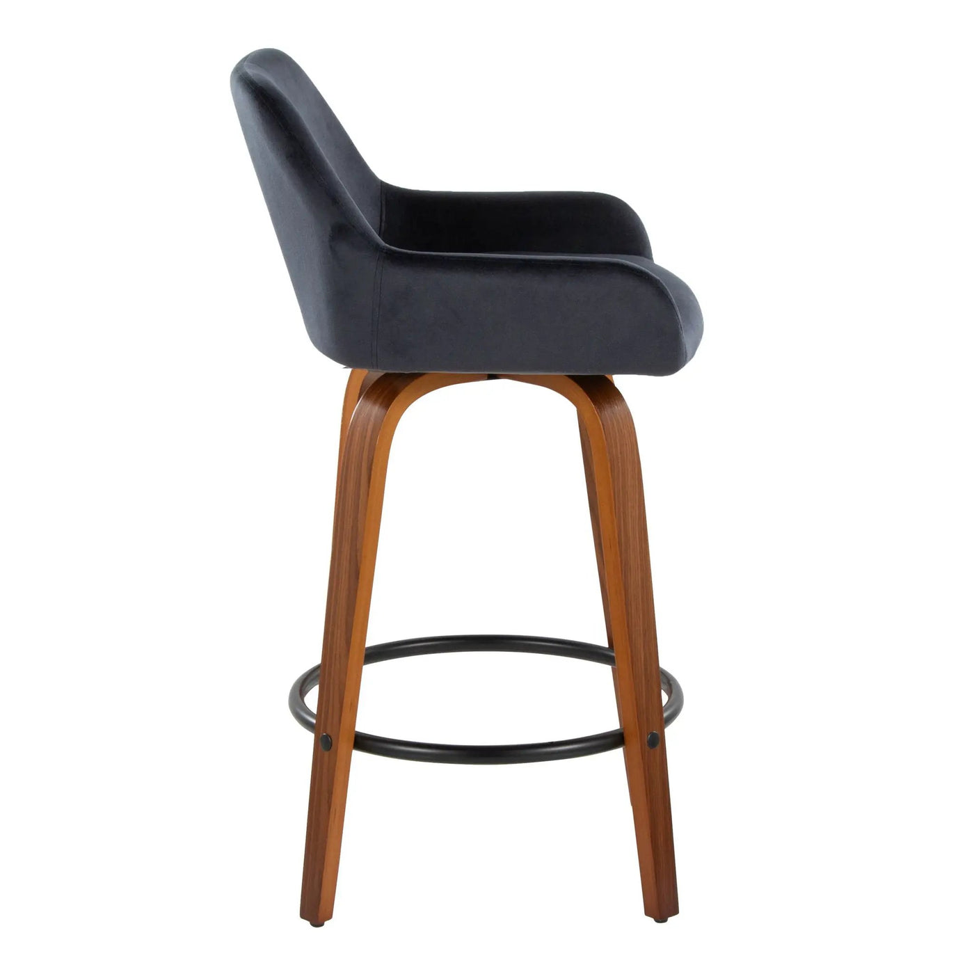 Daniella - Contemporary Fixed Height Counter Stool With Swivel With Round Footrest (Set of 2) by HouseOfZazla