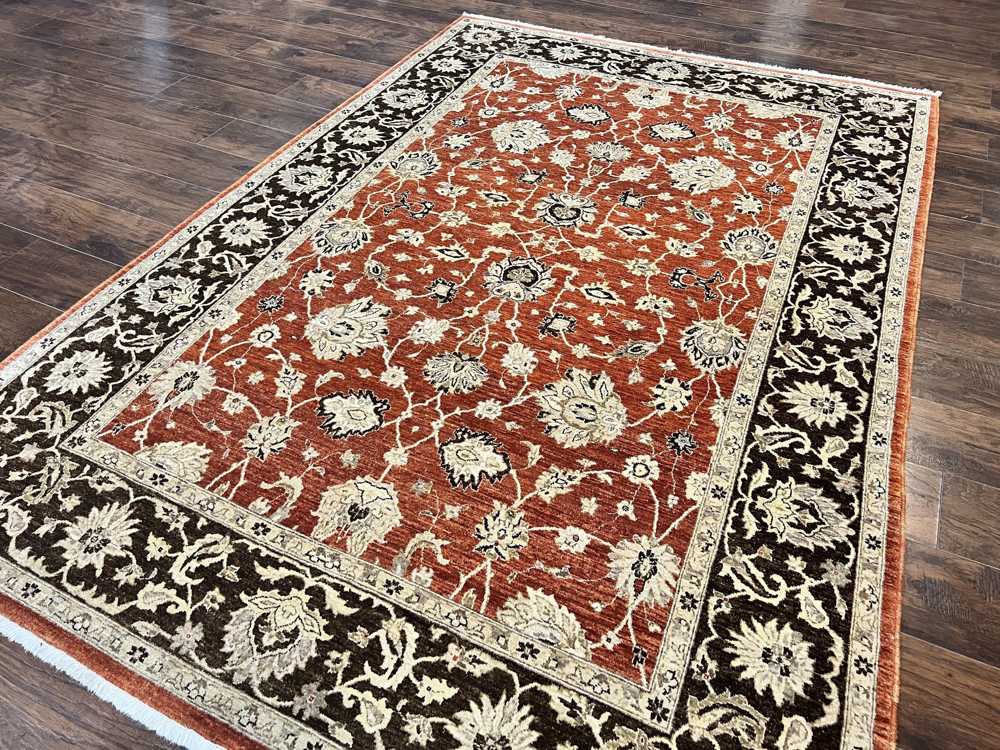 Pakistani Oriental Rug 6x9, Red, Floral Allover, Handmade Wool Rug, Peshawar Chobi Rug, Pak Persian Carpet 6 x 9 by Jewel Rugs