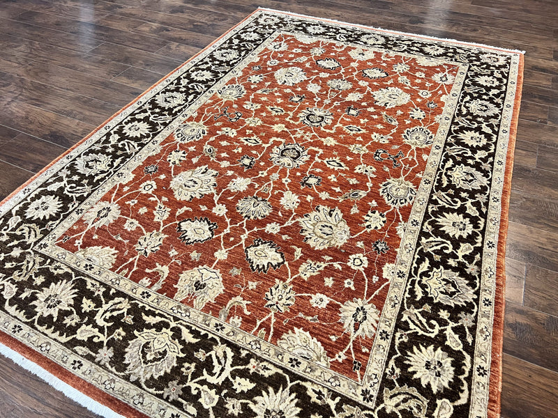 Pakistani Oriental Rug 6x9, Red, Floral Allover, Handmade Wool Rug, Peshawar Chobi Rug, Pak Persian Carpet 6 x 9 by Jewel Rugs