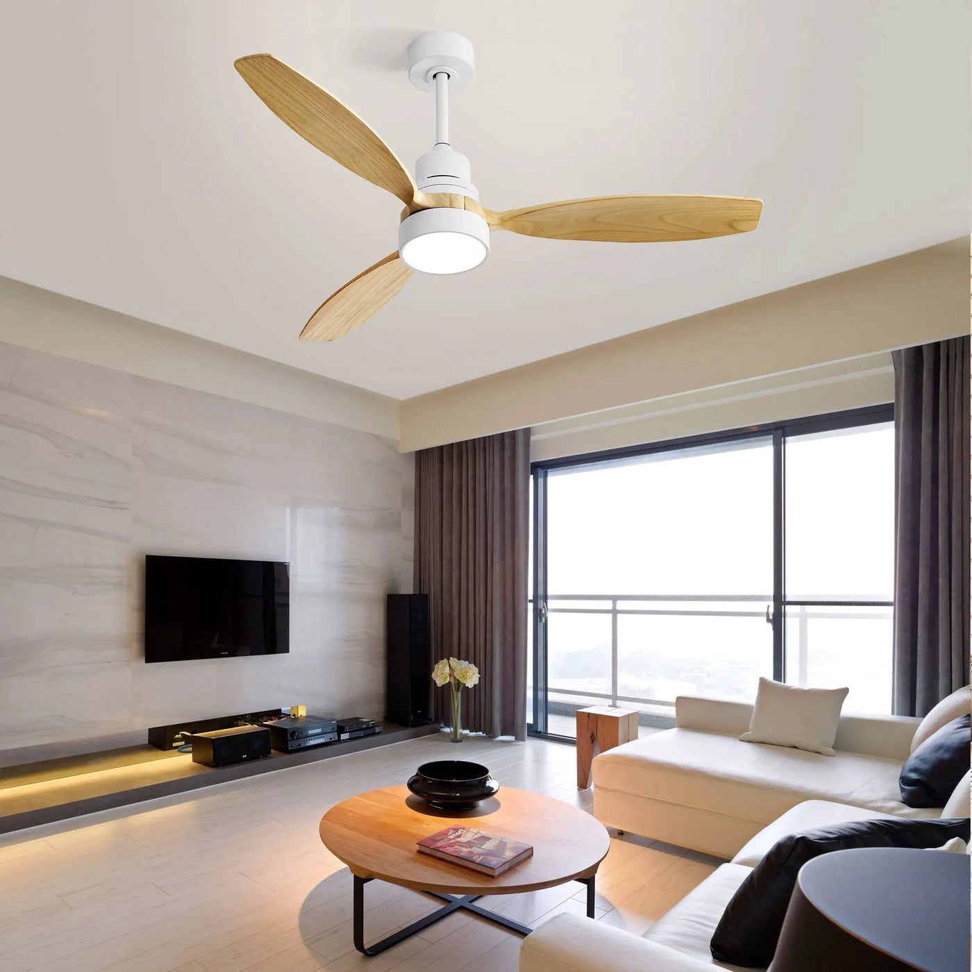 Indoor Ceiling Fan With Dimmable LED Light, 6 Speed Remote ControlLED DC Motor, Reversible Blades by Unique Piece Furniture