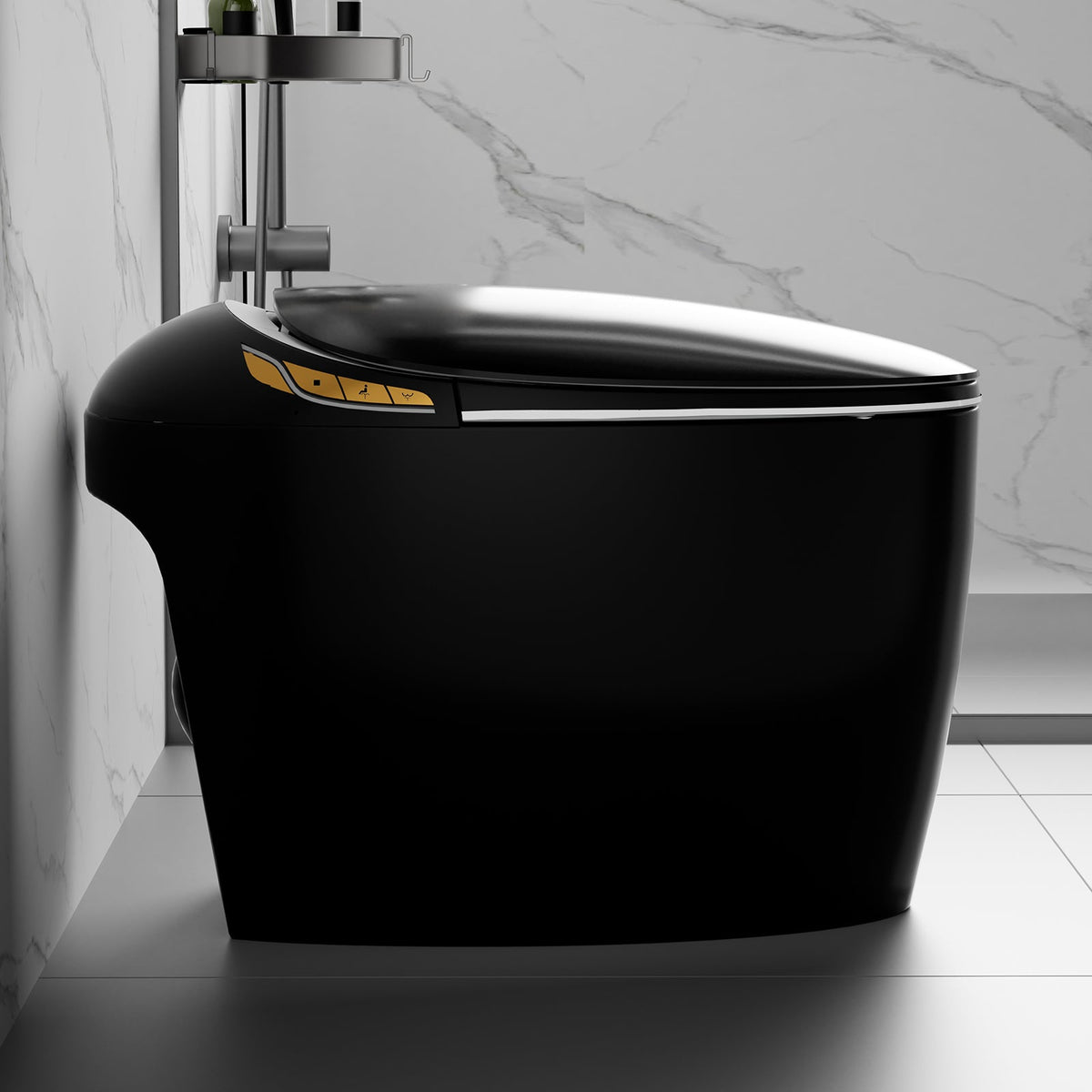 Smart Toilet with Bidet Built In, Auto Open/Close & Foot Sensor - White Porcelain, photo 9 of 10