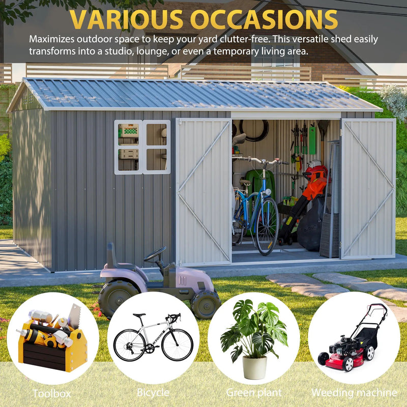 12x10 Ft Outdoor Metal Storage Shed by HouseOfZazla