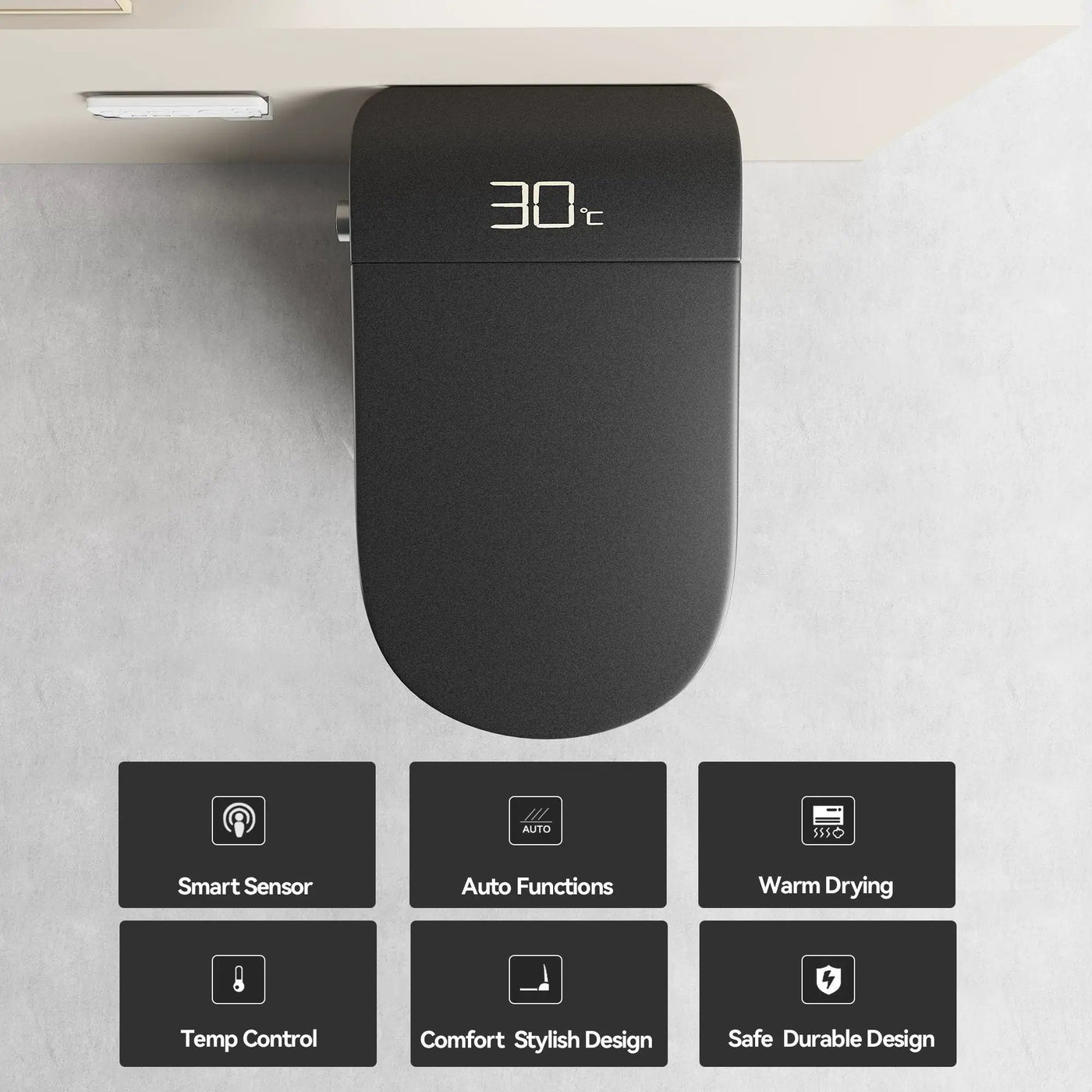 Smart Bidet Toilet With Auto Open / Close Seat, Warm Water Wash, Heated Seat, And Wireless Remote Control by HouseOfZazla
