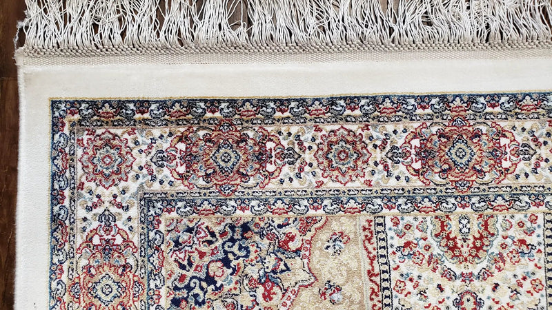 Beige & Cream Small Turkish Silk Rug, Bamboo Silk, Power-Loomed, Persian Design, High Quality, Soft Accent Rug, 3x5 ft, 2' 8" x 4' 11" by Jewel Rugs