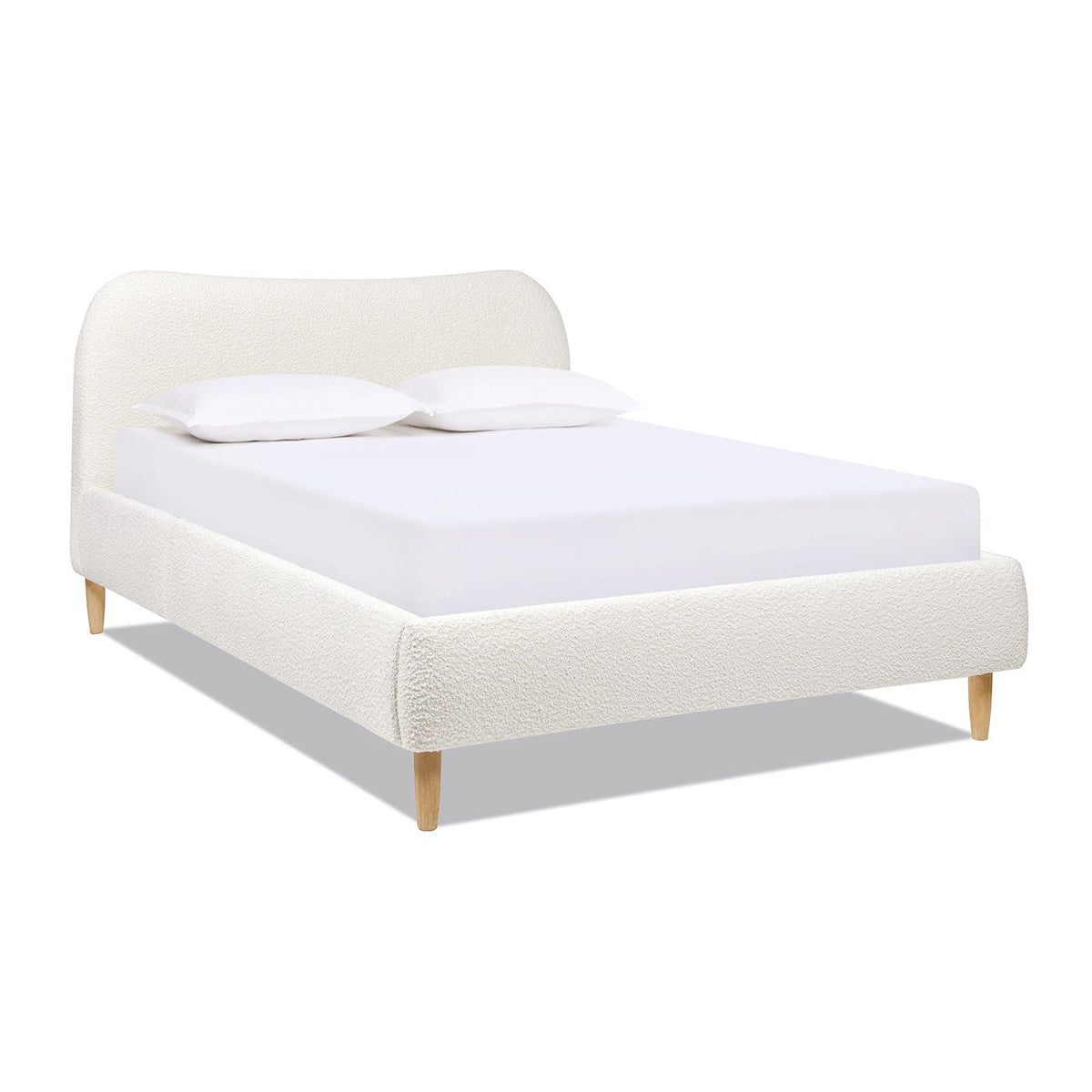 Curved Headboard Upholstered Platform Bed with Mattress Support - Black, White, Dark Green, photo 31 of 40