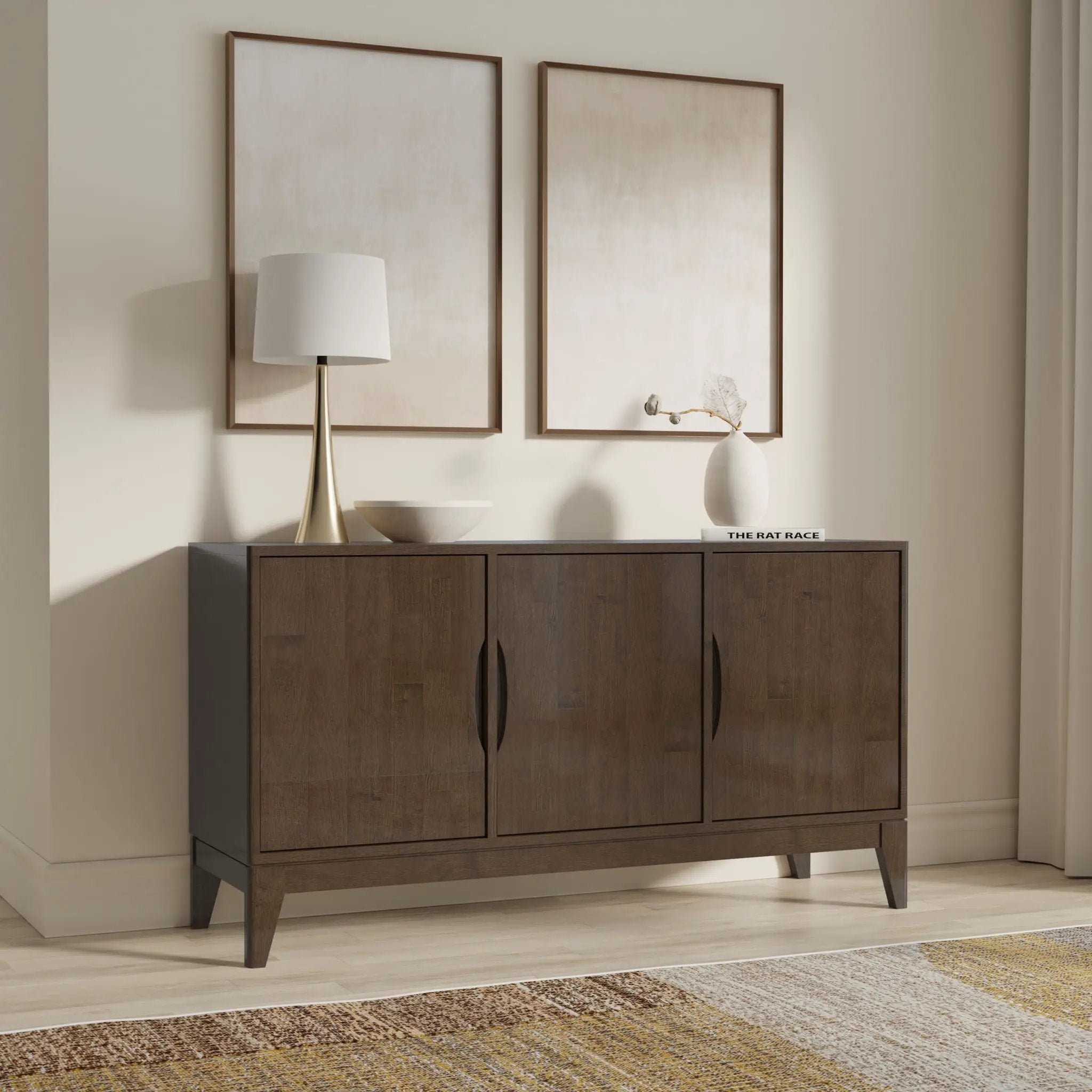 Harper - 3 Door Sideboard Buffet / Storage Cabinet - Walnut Brown by HouseOfZazla