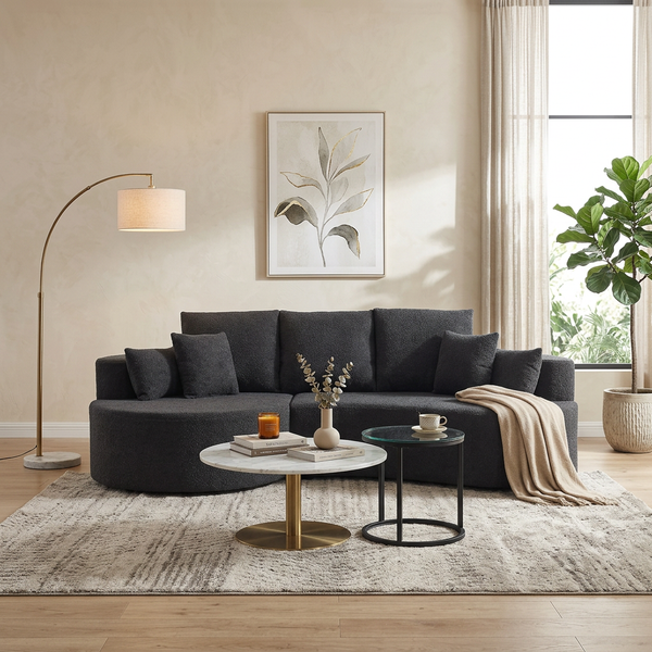 106 In. 2-Piece Fabric Cloud Curved Sectional Sofa, photo 2 of 8