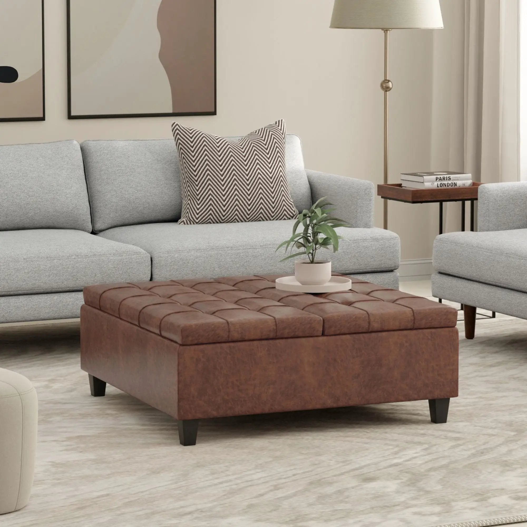 Harrison - Upholstered Coffee Table Storage Ottoman by HouseOfZazla