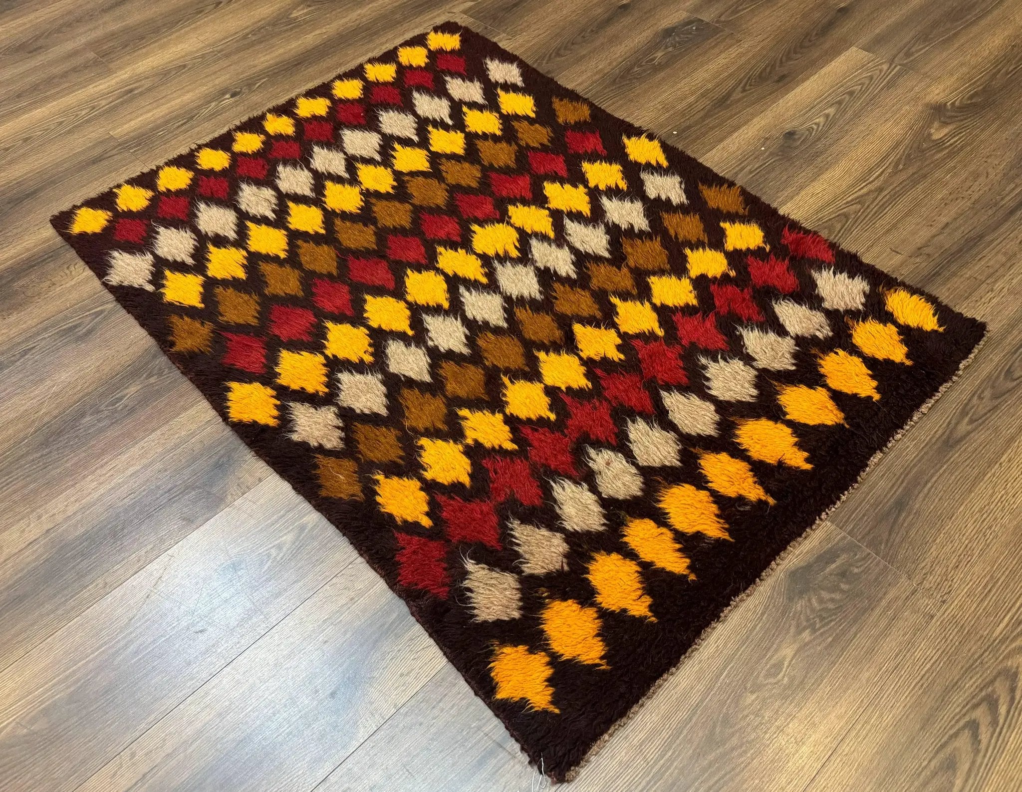 Shaggy Balouch Rug 3x4, Tribal Rug, Afghan Rug, Brown, Multicolor by Jewel Rugs
