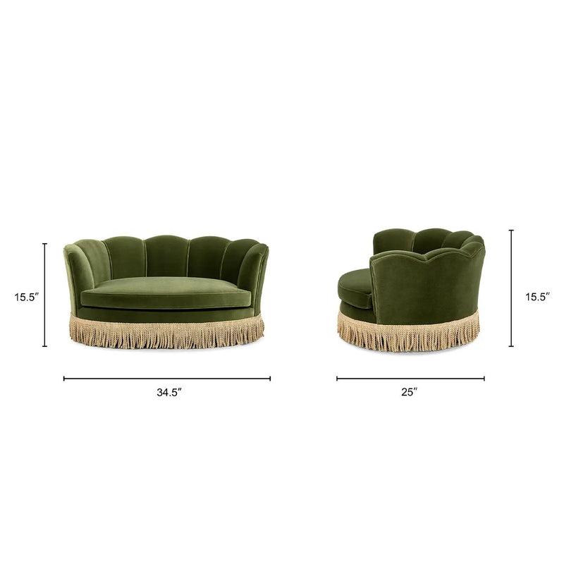 Clara 34.5" Scalloped Pet Sofa Bed - Medium, Olive by HouseOfZazla