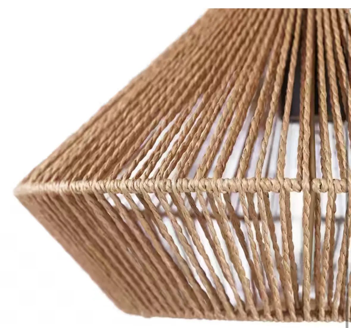 Hampton Bay Savannah 1-light Matte Black Shaded Pendant Light with Paper Twine Shade by Selzalot