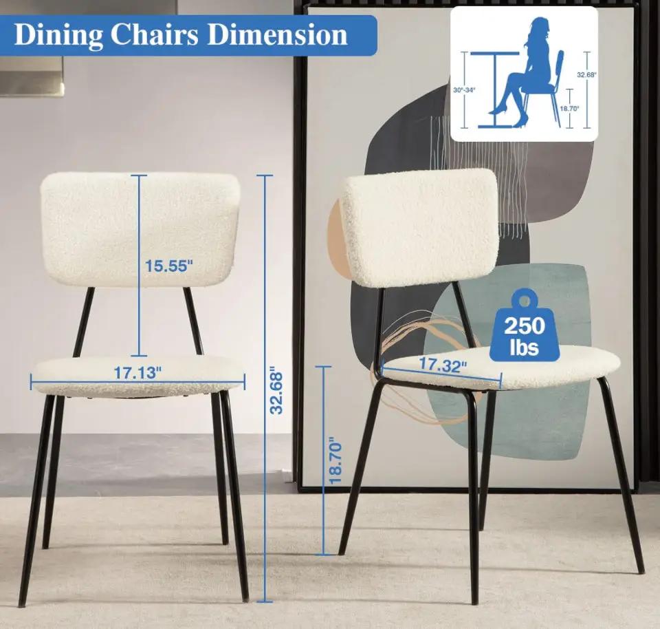 Bacyion Dining Room Chairs Set of 2 - Modern Boucle Fabric Kitchen Chairs, Dining Chairs with Metal Legs for Dining Room, Kitchen, Living Room by Selzalot