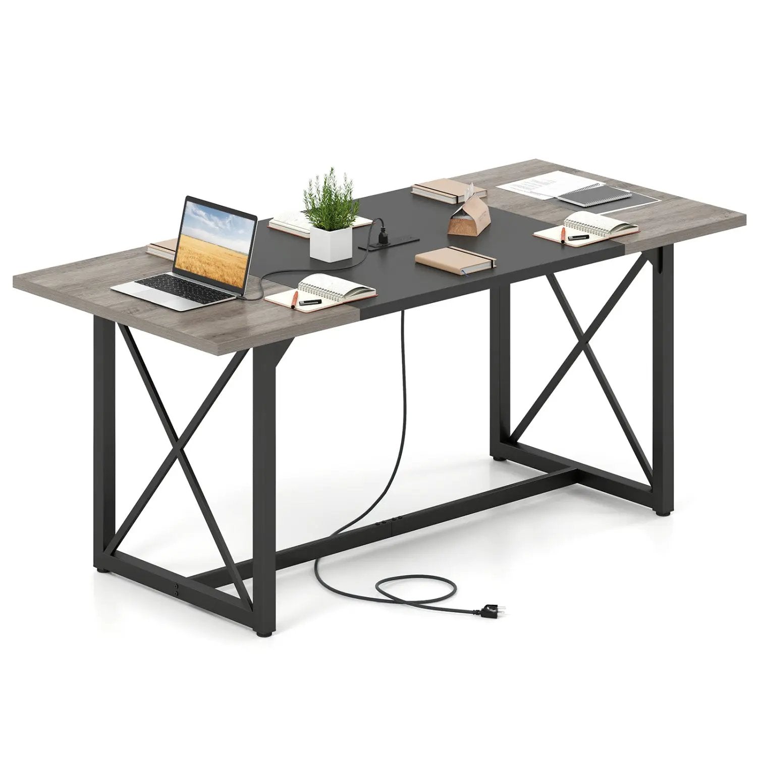 6FT Conference Table with Power Outlets Seats 6-8 People for Office by DirectDeals