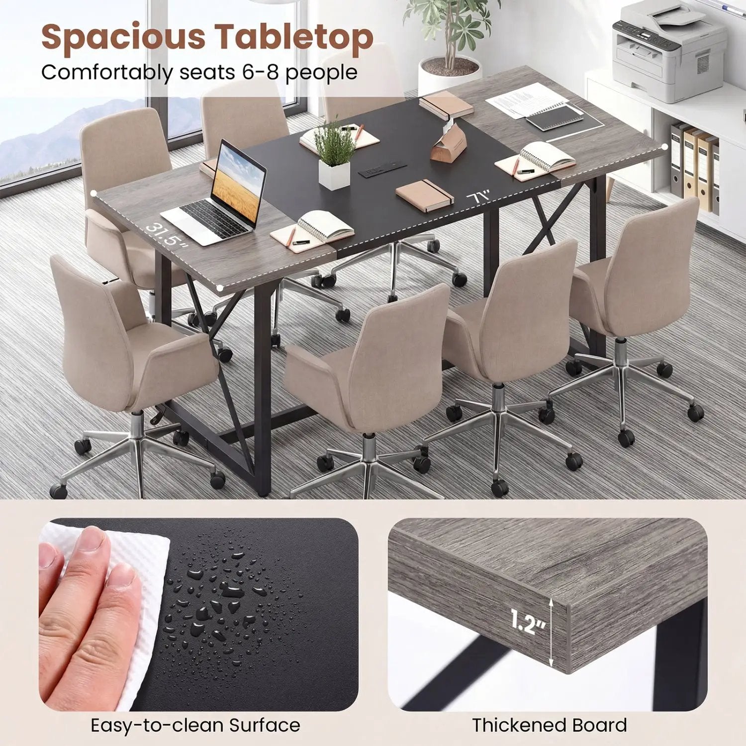 6FT Conference Table with Power Outlets Seats 6-8 People for Office by DirectDeals