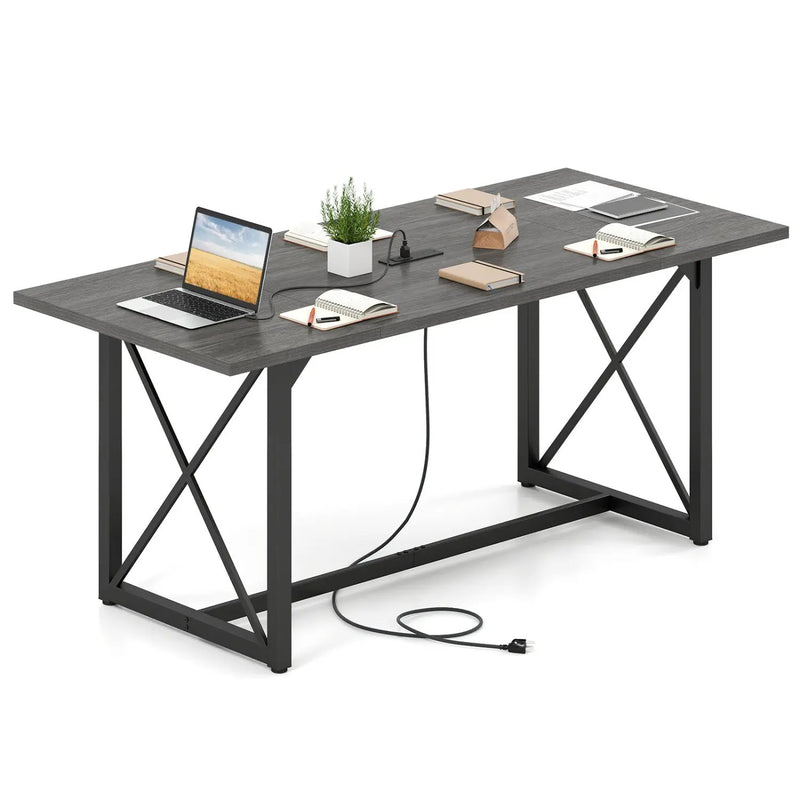 6FT Conference Table with Power Outlets Seats 6-8 People for Office by DirectDeals