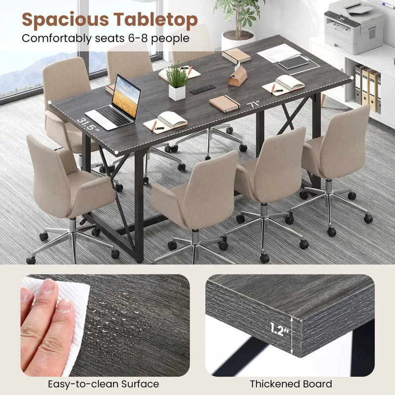 6FT Conference Table with Power Outlets Seats 6-8 People for Office by DirectDeals