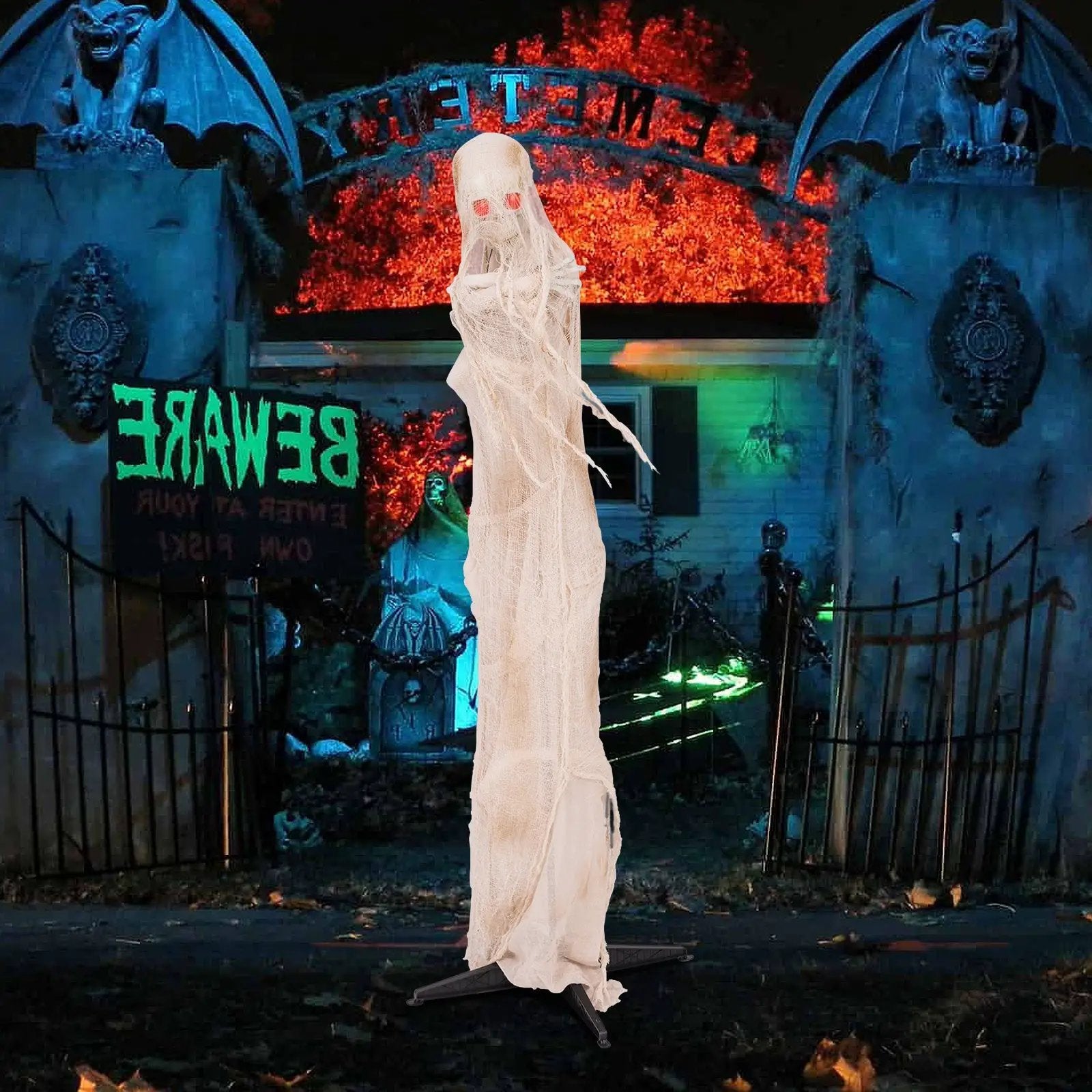 6FT Halloween Animated Standing Mummy with LED Red Glowing Eyes by DirectDeals