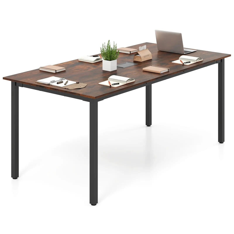 6 Feet Conference Room Table Large Meeting Table Rectangle Seats 8-10 People-Rustic Brown by DirectDeals