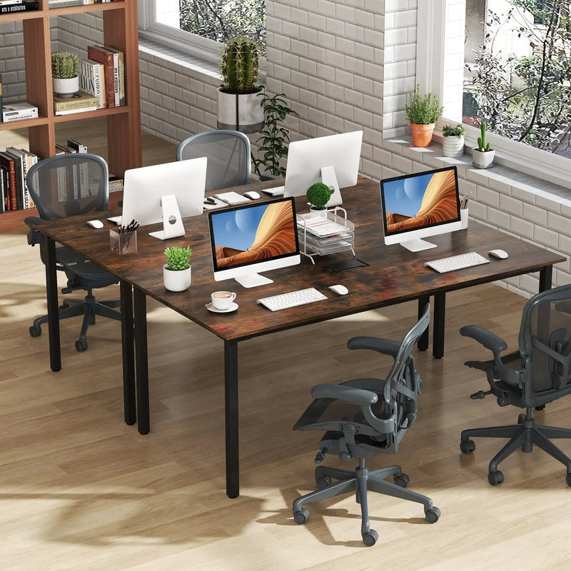 6 Feet Conference Room Table Large Meeting Table Rectangle Seats 8-10 People-Rustic Brown by DirectDeals